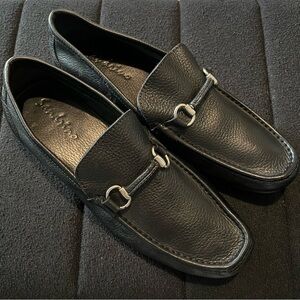 Sandro Moscoloni Sandrino Enrico Horsebit Loafers Black Pebbled Leather size 10